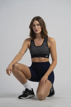 Load image into Gallery viewer, New Balance Women's Seamless MID Impact Heather Keyhole Sport Bra with Removable Pads, Smoky Quartz