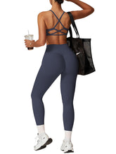 Load image into Gallery viewer, Impact Leggings for Women Seamless Workout Yoga Pants Hidden Scrunch Butt Tummy Control Gym Leggings Mid Low Waist 25" Slate Gray