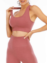 Load image into Gallery viewer, Workout Sets for Women 2 Piece High Waisted Seamless Leggings with Padded Stretchy Sports Bra Sets Yoga Outfit Jogging Gym Clothes(NA007L- Rust red)