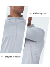 Load image into Gallery viewer, NORTHYARD Men's Running Shirt Long Sleeve Quarter Zip Pullover Moisture Wicking Quick Dry Athletic Workout Shirts LIGHTGRET