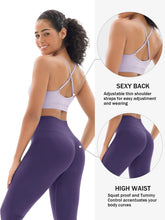 Load image into Gallery viewer, Seamless Workout Sets for Women 2 Piece Adjustable Strappy Sports Bra with High Waisted Butt Lifting Leggings Gym Sets(Our82 Purple/Violet)