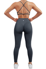 Load image into Gallery viewer, SUUKSESS Women Seamless 2 piece Workout Sets Strappy Padded Sports Bra Booty High Waisted Leggings Outfits (Blue)