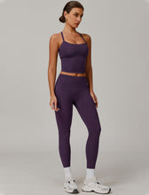 Load image into Gallery viewer, Womens Workout Sets Two Piece Seamless Stretch Cross Back Tank Top Matching Tummy Control High Waist Leggings Set 2 Piece For Women Gym Yoga Active Wear Outfits Athletic Work Out Clothes Dark Purple