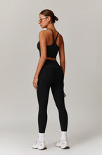 Load image into Gallery viewer, Womens Workout Sets Two Piece Seamless Stretch Cross Back Tank Top Matching Tummy Control High Waist Leggings Set 2 Piece For Women Gym Yoga Active Wear Outfits Athletic Work Out Clothes Black 2