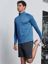 Load image into Gallery viewer, NORTHYARD Men's Running Shirt Long Sleeve Quarter Zip Pullover Moisture Wicking Quick Dry Athletic Workout Shirts BLUEHEATHER