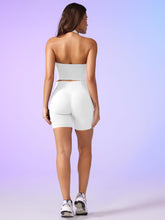 Load image into Gallery viewer, YEOREO Women's Halter Crop Top V Neck Workout Going Out Tank Top Hazel Padded Sleeveless Backless Trendy Summer Camisole White