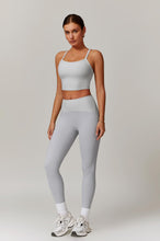 Load image into Gallery viewer, Womens Workout Sets Two Piece Seamless Stretch Cross Back Tank Top Matching Tummy Control High Waist Leggings Set 2 Piece For Women Gym Yoga Active Wear Outfits Athletic Work Out Clothes Grey 2