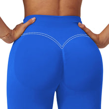 Load image into Gallery viewer, Impact Leggings for Women Seamless Workout Yoga Pants Hidden Scrunch Butt Tummy Control Gym Leggings Mid Low Waist 25" Electric Blue