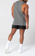 Load image into Gallery viewer, Project Titan Men's Drop Arm Tank Top – Cut Off Sleeveless Gym Shirt for Weightlifting & Bodybuilding in Steel Grey