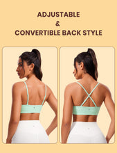 Load image into Gallery viewer, CRZ YOGA Butterluxe V-Neck Sports Bras for Women - Adjustable Thin Straps Padded Yoga Top Basic Wireless Camisole Mint Moment