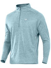 Load image into Gallery viewer, NORTHYARD Men's Running Shirt Long Sleeve Quarter Zip Pullover Moisture Wicking Quick Dry Athletic Workout Shirts Lightcyanheather