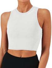 Load image into Gallery viewer, Natural Feelings Nudi Sports Bras for Women Removable Padded Yoga Tank Tops Sleeveless Fitness Workout Crop Tops A-White