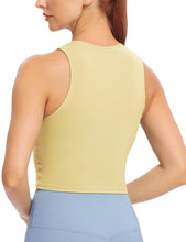 Load image into Gallery viewer, Natural Feelings Nudi Sports Bras for Women Removable Padded Yoga Tank Tops Sleeveless Fitness Workout Crop Tops Cream Yellow