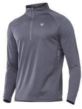 Load image into Gallery viewer, NORTHYARD Men's Running Shirt Long Sleeve Quarter Zip Pullover Moisture Wicking Quick Dry Athletic Workout Shirts SMOKEGREY