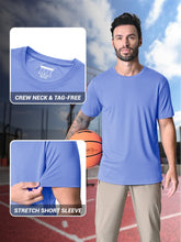 Load image into Gallery viewer, Mens Sun Shirts Short Sleeve UPF 50+ T-Shirt Quick Dry Shirts Moisture Wicking Summer Shirts Rash Guard T Shirts Light Blue