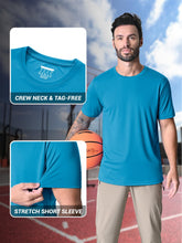Load image into Gallery viewer, Mens Sun Shirts Quick Dry T-Shirt Short Sleeve Running Shirt Sun Protection UPF 50 Summer Crew Neck UV Shirts Blue Green