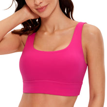 Load image into Gallery viewer, CRZ YOGA Butterluxe Womens U Back Sports Bra - Scoop Neck Padded Low Impact Yoga Clothes Workout Crop Top with Built in Pads Granita Pink