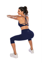 Load image into Gallery viewer, Steppe Naked Feeling High Waisted Yoga Pants Women's Workout Capris Leggings with Pockets Tummy Control Buttery Soft Running Compression Capris for Athletic Gym Exercise Fitness Royal Blue
