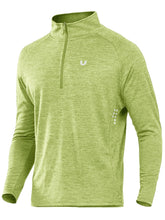 Load image into Gallery viewer, NORTHYARD Men's Running Shirt Long Sleeve Quarter Zip Pullover Moisture Wicking Quick Dry Athletic Workout Shirts LIGHTGREENHEATHER