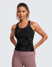 Load image into Gallery viewer, CRZ YOGA Butterluxe Racerback Workout Tank Tops for Women Sleeveless Camisole Gym Athletic Yoga Shirts Black Tie Dye Flowers