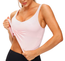 Load image into Gallery viewer, Women’s Longline Sports Bra Wirefree Padded Medium Support Yoga Bras Gym Running Workout Tank Tops (Pink)