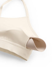 Load image into Gallery viewer, CRZ YOGA Butterluxe Womens Y Back Sports Bra - Padded Racerback Low Impact Spaghetti Thin Strap Workout Yoga Top White Apricot