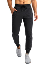 Load image into Gallery viewer, Pudolla Men's Lightweight Jogger Pants Workout Running Tapered Joggers for Men with Zipper Pockets for Athletic Travel Casual(Black)