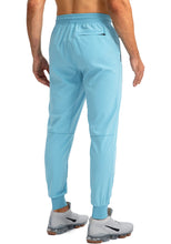 Load image into Gallery viewer, Pudolla Men's Lightweight Jogger Pants Workout Running Tapered Joggers for Men with Zipper Pockets for Athletic Travel Casual(Light Blue)