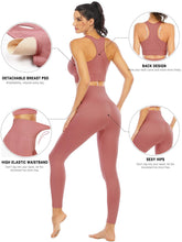 Load image into Gallery viewer, Workout Sets for Women 2 Piece High Waisted Seamless Leggings with Padded Stretchy Sports Bra Sets Yoga Outfit Jogging Gym Clothes(NA007L- Rust red)