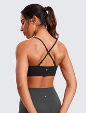 Load image into Gallery viewer, CRZ YOGA Butterluxe V-Neck Sports Bras for Women - Adjustable Thin Straps Padded Yoga Top Basic Wireless Camisole Black