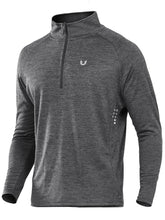 Load image into Gallery viewer, NORTHYARD Men's Running Shirt Long Sleeve Quarter Zip Pullover Moisture Wicking Quick Dry Athletic Workout Shirts GREYHEATHER