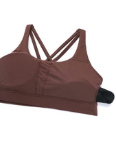 Load image into Gallery viewer, CRZ YOGA Women's Strappy Sports Bras Fitness Workout Padded Yoga Criss Cross Back Cami Taupe