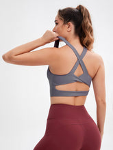 Load image into Gallery viewer, JOYSPELS Sports Bras for Women Extra Comfort Criss-Cross Back Padded Workout Tops for Women Medium Support Grey