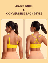 Load image into Gallery viewer, CRZ YOGA Butterluxe V-Neck Sports Bras for Women - Adjustable Thin Straps Padded Yoga Top Basic Wireless Camisole High Visibility Yellow