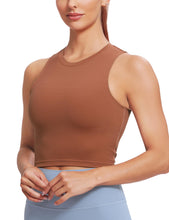 Load image into Gallery viewer, Natural Feelings Nudi Sports Bras for Women Removable Padded Yoga Tank Tops Sleeveless Fitness Workout Crop Tops Coffee Brown