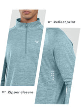 Load image into Gallery viewer, NORTHYARD Men's Running Shirt Long Sleeve Quarter Zip Pullover Moisture Wicking Quick Dry Athletic Workout Shirts Lightcyanheather