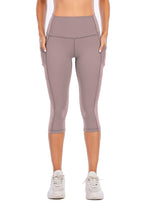 Load image into Gallery viewer, Steppe Naked Feeling High Waisted Yoga Pants Women's Workout Capris Leggings with Pockets Tummy Control Buttery Soft Running Compression Capris for Athletic Gym Exercise Fitness Grey Pink
