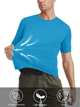 Load image into Gallery viewer, Mens Sun Shirts Quick Dry T-Shirt Short Sleeve Running Shirt Sun Protection UPF 50 Summer Crew Neck UV Shirts Blue Green