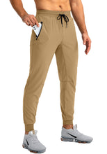 Load image into Gallery viewer, Pudolla Men's Lightweight Jogger Pants Workout Running Tapered Joggers for Men with Zipper Pockets for Athletic Travel Casual(Dark Khaki)