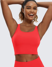 Load image into Gallery viewer, CRZ YOGA Butterluxe Womens Y-Back Racerback Longline Sports Bra - Padded Scoop Neck Workout Crop Tank Top with Built in Pads Deep Red