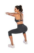 Load image into Gallery viewer, Steppe Naked Feeling High Waisted Yoga Pants Women's Workout Capris Leggings with Pockets Tummy Control Buttery Soft Running Compression Capris for Athletic Gym Exercise Fitness Dark Grey