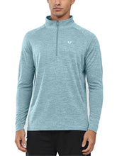 Load image into Gallery viewer, NORTHYARD Men's Running Shirt Long Sleeve Quarter Zip Pullover Moisture Wicking Quick Dry Athletic Workout Shirts Lightcyanheather