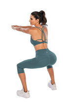Load image into Gallery viewer, Steppe Naked Feeling High Waisted Yoga Pants Women's Workout Capris Leggings with Pockets Tummy Control Buttery Soft Running Compression Capris for Athletic Gym Exercise Fitness Adriatic Blue