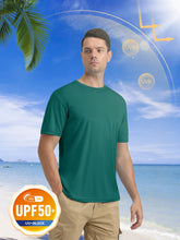 Load image into Gallery viewer, Mens Short Sleeve Shirts Lightweight T-Shirt Sun Protection Rash Guards Shirts Gym Tshirts Base Layer Running Shirts Active Shirts Emerald Green