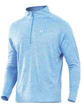 Load image into Gallery viewer, NORTHYARD Men's Running Shirt Long Sleeve Quarter Zip Pullover Moisture Wicking Quick Dry Athletic Workout Shirts SKYHEATHER
