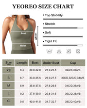 Load image into Gallery viewer, YEOREO Women's Halter Crop Top V Neck Workout Going Out Tank Top Hazel Padded Sleeveless Backless Trendy Summer Camisole Army Green
