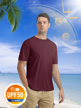 Load image into Gallery viewer, MAGCOMSEN Short Sleeve T Shirt Men UV Protection UPF 50 Shirts Moisture Wicking T Shirts Quick Dry Active Shirts Crew Neck Wine