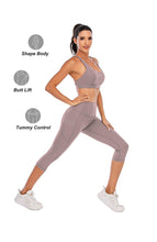 Load image into Gallery viewer, Steppe Naked Feeling High Waisted Yoga Pants Women's Workout Capris Leggings with Pockets Tummy Control Buttery Soft Running Compression Capris for Athletic Gym Exercise Fitness Grey Pink