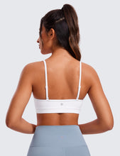 Load image into Gallery viewer, CRZ YOGA Butterluxe V-Neck Sports Bras for Women - Adjustable Thin Straps Padded Yoga Top Basic Wireless Camisole White