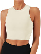 Load image into Gallery viewer, Natural Feelings Nudi Sports Bras for Women Removable Padded Yoga Tank Tops Sleeveless Fitness Workout Crop Tops Ivory White